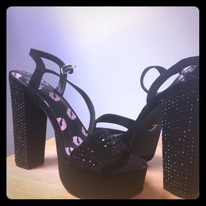 Black studded platform heels